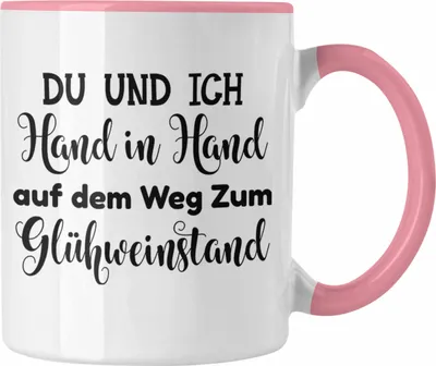 Produktbild von Trendation - Glühwein Tasse Lustig Spruch Glühweinbecher mit Henkel Doppelwandig Glühweintassen Gläser Weihnachtsmarkt Becher Tassen Geschenk - Du Und Ich (Rosa)