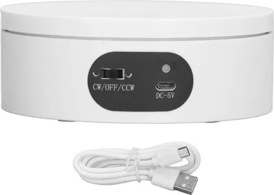 Productafbeelding van Draaibare presentatiehouder, 12 cm, automatische rotatie, werkt op USB-voeding of batterijen, stille draaitafel voor presentatiefoto's