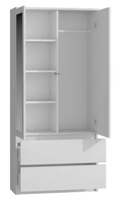Produktbild von Top E Shop Ss-90 Biel Lustro Schlafzimmerschrank/kleiderschrank 5 Regale 2 Türen    One Size