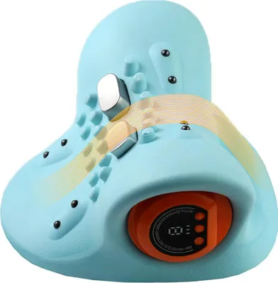 Produktbild von Nackenmassagegerät mit EMS, tragbarer Nackenstrecker zur Schmerzlinderung & Nackenentspannung, ergonomische Nackenstütze, Blau