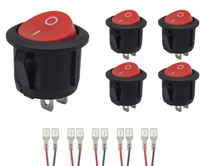 Produktbild von ProRide Wippschalter ON/OFF Ø 20 mm - 250 V/6 A - Rot - 5 Stück