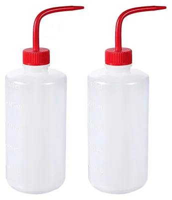 2 Laborwaschflaschen, 500 ml, Kunststoff, Spritzflasche