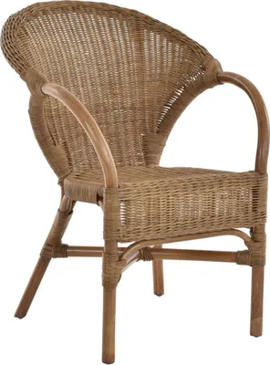 Produktbild von KRINES HOME Stapelbarer Rattansessel Rattan Sessel Lounge Rattanstuhl mit Armlehne Clubsessel Wintergartensessel (Hell Braun)