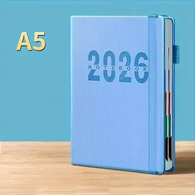 Produktbild von 365-Tages-Kalender, blauer Bürokalender mit 400 Seiten, Tagesplaner für Selbstkontrolle und Zeitmanagement