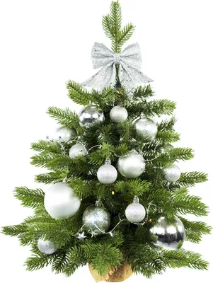 Produktbild von Dekorierter künstlicher Weihnachtsbaum SILVER CHRISTMAS II 60 cm mit LED-Licht im Topf