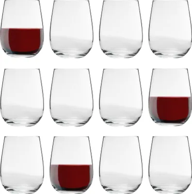 Produktbild von 12x Gaia 475ml Stiellose Rotweingläser - Groß Glas Weiß Rose Kein Stamm Cocktailparty Trinkbecher Geschenkset - by LAV
