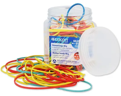 Image de WESTCOTT Anneaux en caoutchouc couleurs assorties Mélange de tailles env. 80 g