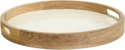 Produktbild von Rundes tablett inaya d38cm warmweiß und mangoholz - Atmosphera créateur d'intérieur