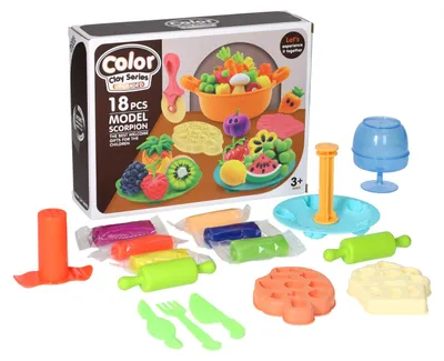 Image de Pâte à modeler "Légumes et Fruits" - 6 couleurs - 18 pièces.
