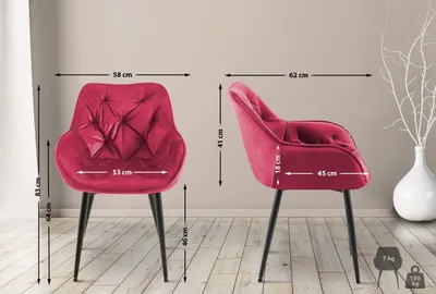 Produktbild von Stuhl Tanna Samt rot