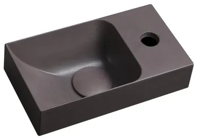 Produktbild von PICCOLINO Beton-Waschbecken 30,8x10x17cm, Armaturloch rechts, Dunkelbraun