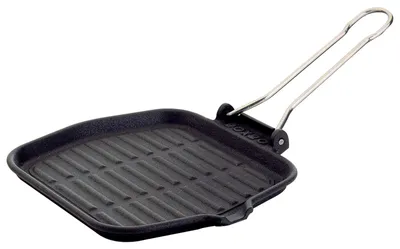 Grillpfanne aus Gusseisen, 20 x 20 cm, schwarz, emailliert