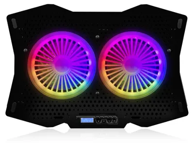 Zdjęcie produktu dla Podstawka chłodząca pod laptopa do 18" regulowana z wyświetlaczrm LCD MODECOM CF18 RGB