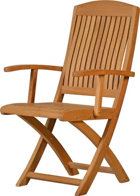 Produktbild von Gartenstuhl Premium Teak Klappstuhl mit Armlehnen, wetterfester Gartenklappstuhl hochwertiger Teak Balkonstuhl, ergonomische Form
