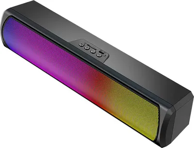 Zdjęcie produktu dla Bezprzewodowy głośnik do komputera z płynącym światłem LED, komputerowy soundbar z dźwiękiem stereo, biurkowy głośnik niskotonowy do kina domowego, gier, czarny