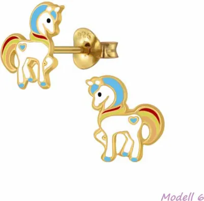 Produktbild von Kinderohrstecker „Einhorn“: Mädchen Ohrringe Silber Modell 6