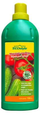 Produktbild von ECOstyle Dünger für den Gemüsegarten - 1 L - Für eine reiche und schmackhafte Ernte - 100% natürliche Ernährung mit organischen Düngemitteln - Verbesserte Rieselfähigkeit und Rezeptur