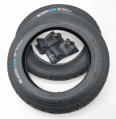 Produktbild von Ralson 2x 12 Zoll Reifen + AV45 abgewinkelt 1 mm Pannenschutz | 12 1/2 x 2 1/4 | 57-203 | Schlauch Mantel Decke Fahrrad Kinderwagen Roller Buggy
