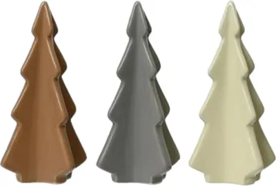 Image de Figurines de sapin de Noël en porcelaine Kaemingk 3 pièces