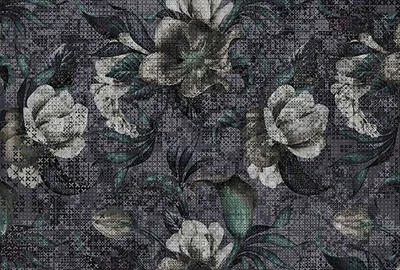 Produktbild von Tadessi Fototapete | Blumen | 4.00 m x 2.70 m | Schwarz | Weiß | Wandbild | Digitaldruck