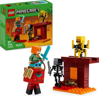 Produktbild von LEGO Minecraft Das Lava-Duell im Nether - Interaktives Spielzeug mit Alex Figur, Skelett, Lohe und Schreiter - Gamer Spielset - Gaming Geschenk für Jungen und Mädchen ab 6 Jahren - 21266