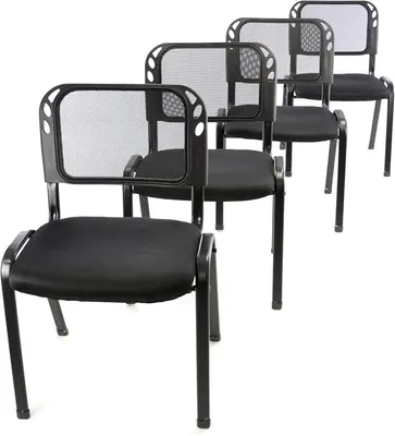 Imagen del producto de Silecomplaza, juego de 4 sillas de oficina, sillas para conferencias, sillas para visitantes, color , asiento acolchado, apilables, dimensiones: 52,5 x 45 x 80 cm. Silla apilable, estructura de metal, color