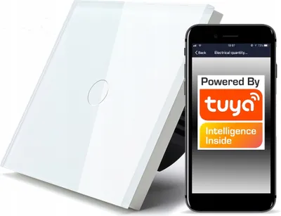 Produktbild von TUYA WiFi Touch Switch 1bw weiß #mit/ohne N