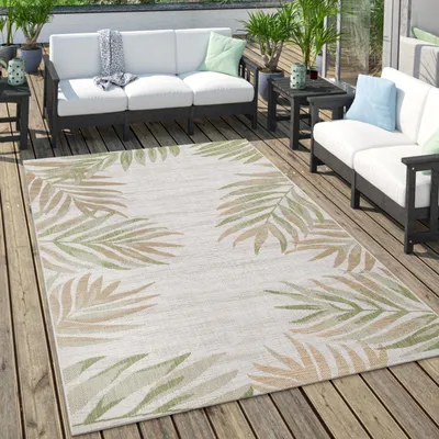 Image de Tapis d'extérieur pour terrasse et balcon Motif palmiers pastel Différentes couleurs Dimensions 80 x 150 cm