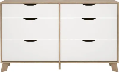 Produktbild von Ikast Kommode 6 Schubladen Eichen-Nachbildung, weiß.