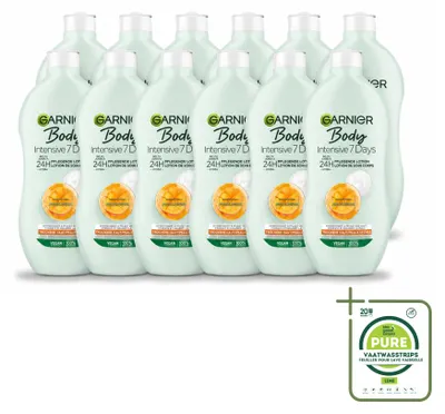 Zdjęcie produktu dla 12 sztuk kremu do ciała Garnier Intensive 7 Days, 400 ml, z ekstraktem mango i probiotykami - opakowanie zbiorcze
