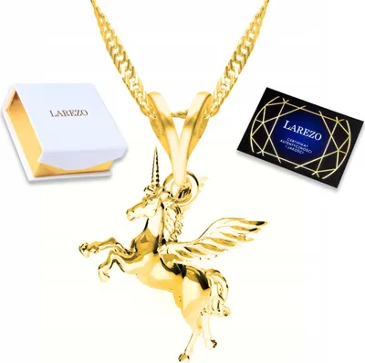 Produktbild von Goldene Einhorn-Halskette mit Einhornhorn, SILBER 925