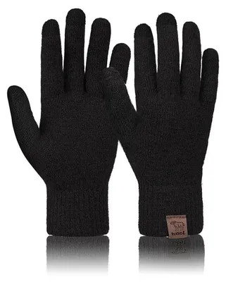 Produktbild von Winterhandschuhe Damen Herren Warm Thermo Fleece Stretch Wolle Touchscreen Uni Strickhandschuhe Schwarz Einheitsgröße