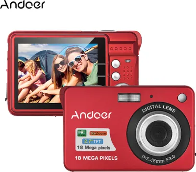 Produktbild von Andoer 18M 720P HD Digitalkamera Video Camcorder mit 2 Stueck Akkus 8X Digital Zoom Anti-Shake 2,7 Zoll LCD Kinder Weihnachtsgeschenk