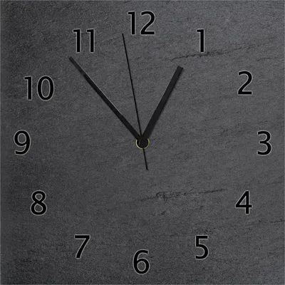 Produktbild von Wallario Design Wanduhr Schwarze Schiefertafel Optik - Steintafel aus Echtglas, Größe 30 x 30 cm