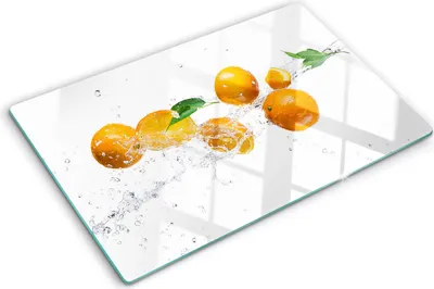 Imagen del producto de Cubierta para placa de cocina – Cubierta para placa de inducción – Placa de vidrio protectora – 80x52 cm – Placas de vidrio protectoras para cocina – Vidrio templado – Naranjas y agua