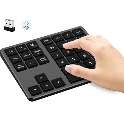 Obrázek produktu pro Bezdrátová klávesnice Bluetooth BT Numerická klávesnice 35 kláves pro notebooky, stolní počítače a chytré telefony (šedá), dobíjecí