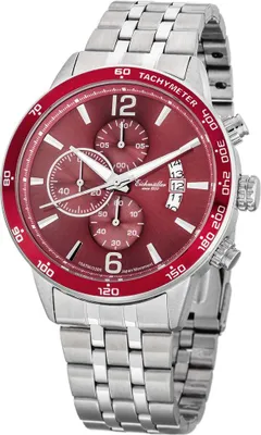 Produktbild von Eichmüller Herren Chronograph RE1118 rot 10 ATM Metallband 45 mm