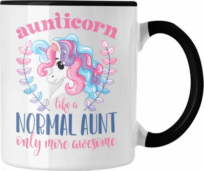Produktbild von Trendation - Aunitcorn Tasse Geschenk für Beste Tante Kaffeetasse Geschenkidee Tante Geburtstag Lustig (Schwarz)