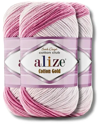 Produktbild von Alize 3x 100g Baumwolle Gold Batik Wolle mit Farbverlauf, Häkeln, Stricken (3302)