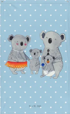 Produktbild von Mr. & Mrs. Panda Gobelin Koala Familie - Blau Pastell - Geschenk, Koalas, Wandteppich, Wandbild, Tapestry, Kinder, Mama, Muttertag, Wandbehang, Familienleben, Geschwister