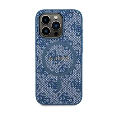 Zdjęcie produktu dla Etui Guess 4G Collection Leather Metal Logo Magsafe Na Iphone 15 Pro - Niebieskie