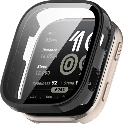 Produktbild von Für Amazfit Bip 6 Kunststoff PC Smart Hülle Case + Tempered 9H Hart Glas Schwarz