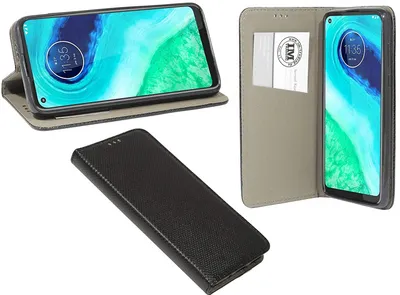 Produktbild von cofi1453®  Elegante Buch-Tasche Hülle Smart Magnet kompatibel mit MOTOROLA MOTO G8 POWER Leder Optik Wallet Book-Style Cover Schale in Schwarz Schwarz