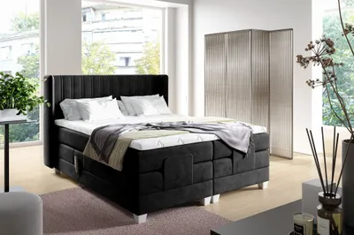 Produktbild von Boxspringbett Elektrisch Bett MAGNUS 180x200cm in Stoff Salvador Schwarz
