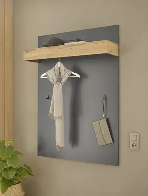 Produktbild von Garderobenpaneel mit Ablage 100 cm anthrazit + Eiche Boston