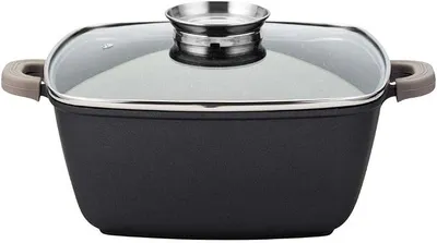 Imagen del producto de Silecomplaza: Olla para asar y estofar | Sartén esmaltada con tapa | Olla para cocinar a inducción con revestimiento de granito. Cuadrada | FUNTZIO, 28 cm, 7,4 litros