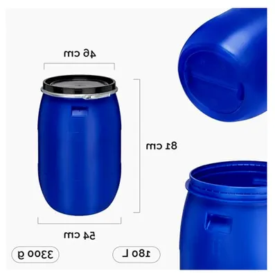 Produktbild von Set aus 2 x 180 Liter Regentonnen mit Deckel, Weithalsfass aus HDPE, Blau