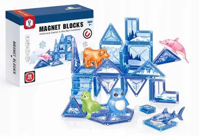 Zdjęcie produktu dla Klocki Magnetyczne 3D Edukacyjny Duży Zestaw Konstrukcyjny 36 elementów