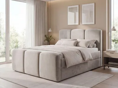 Produktbild von GrainGold Boxspringbett Campi 140x200 - Bett mit Matratze und Topper - Boxspringbett mit Bettkasten und Matratze - Boxspringbett Grau (Komodo 20)