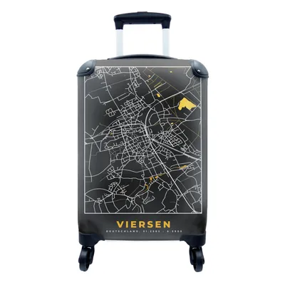 Produktbild von MuchoWow® Koffer Handgepäck Trolley Rollkoffer Kleine Reisekoffer mit 4 Rollen - Schwarz und Gold - Stadtplan - Viersen - Deutschland - Karte - Cabin Size < 55x40x23 cm & 55x40x20 cm - Fotokoffer - Kabinenkoffer - Boardgepäck - Reise-Box - Reisekoffer - Reisegepäck - Koffer mit Bild - Trolley für Kinder